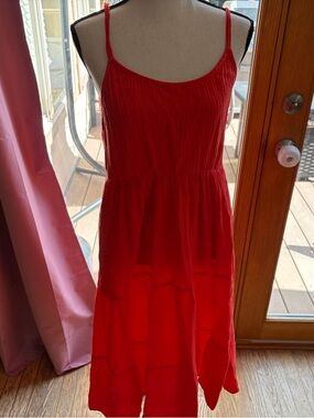 Red Spaghetti Strap Summer Dress